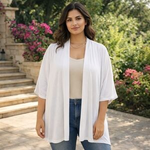 In Every Story White Open Front Cardigan | One Size Soft Lightweight Drape